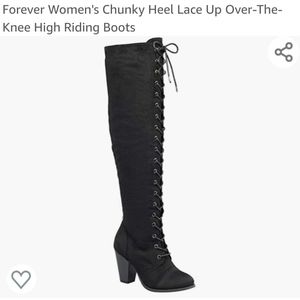 New over-the-knee chunky heel lace up suade boots